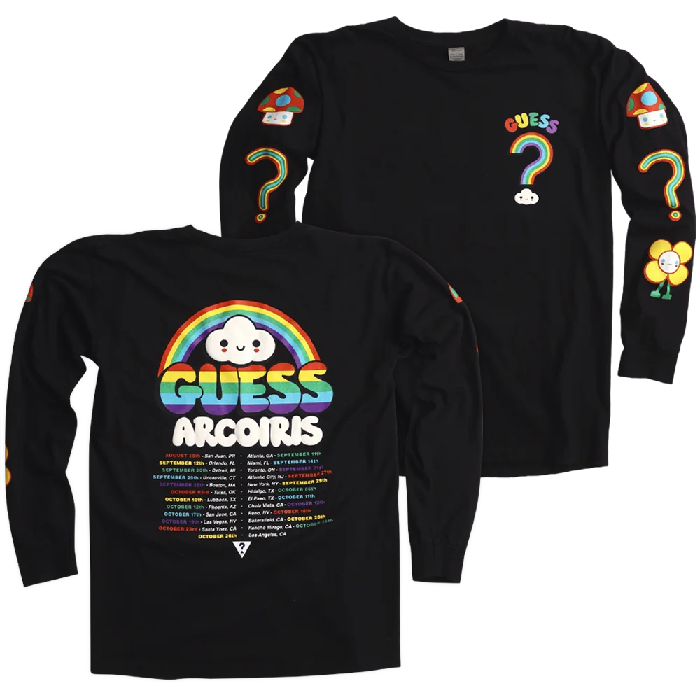 Apparel Graphic Design, Merchandise Design, Textile Development for J. Balvin/Guess, featuring Arcoiris LS Tee.