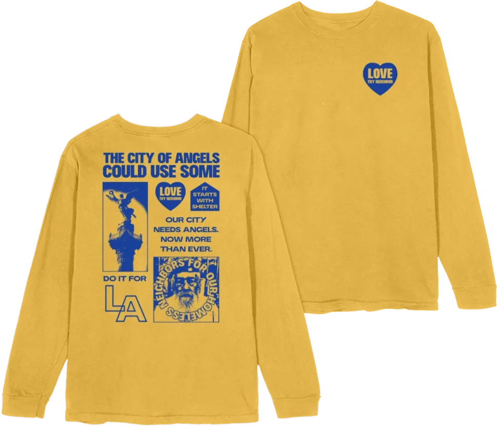 Apparel Graphic Design & Campaign Branding for The LA Mission, featuring Angels LS Tee.