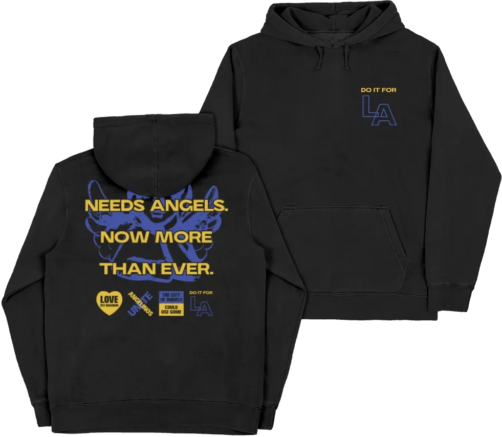 Apparel Graphic Design & Campaign Branding for The LA Mission, featuring Angels Hoodie.
