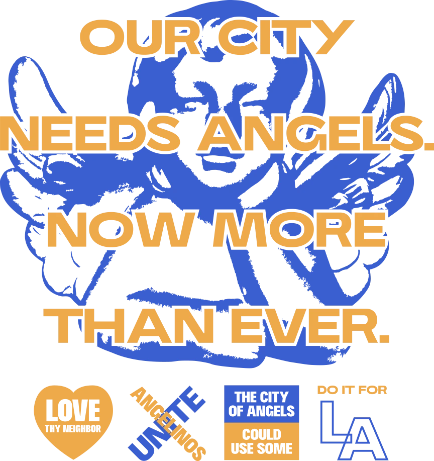 Yellow apparel graphic supporting the Los Angeles Mission.